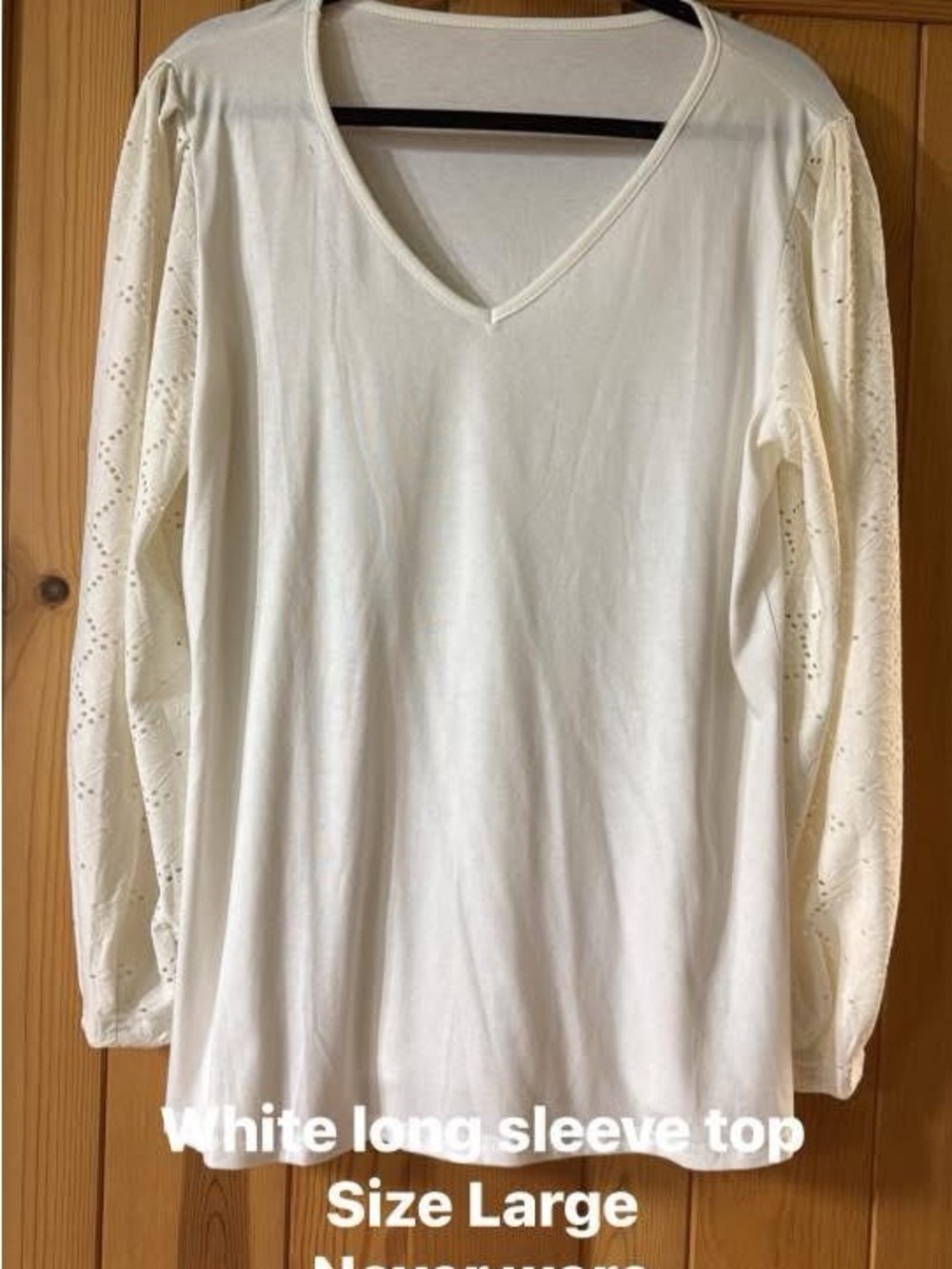 White V-Neck Long Sleeve Top
